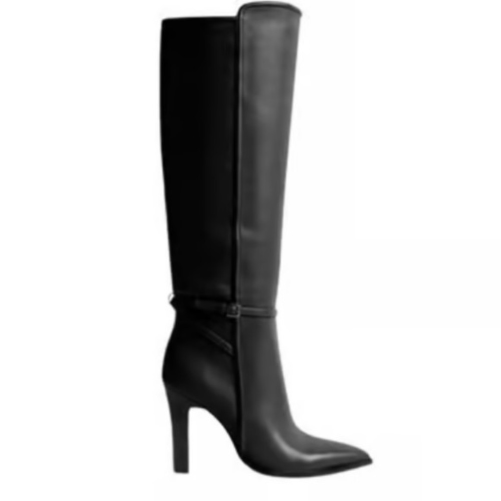 Reiss Black Caitlin Leather Knee Boot Size 38 Size 7